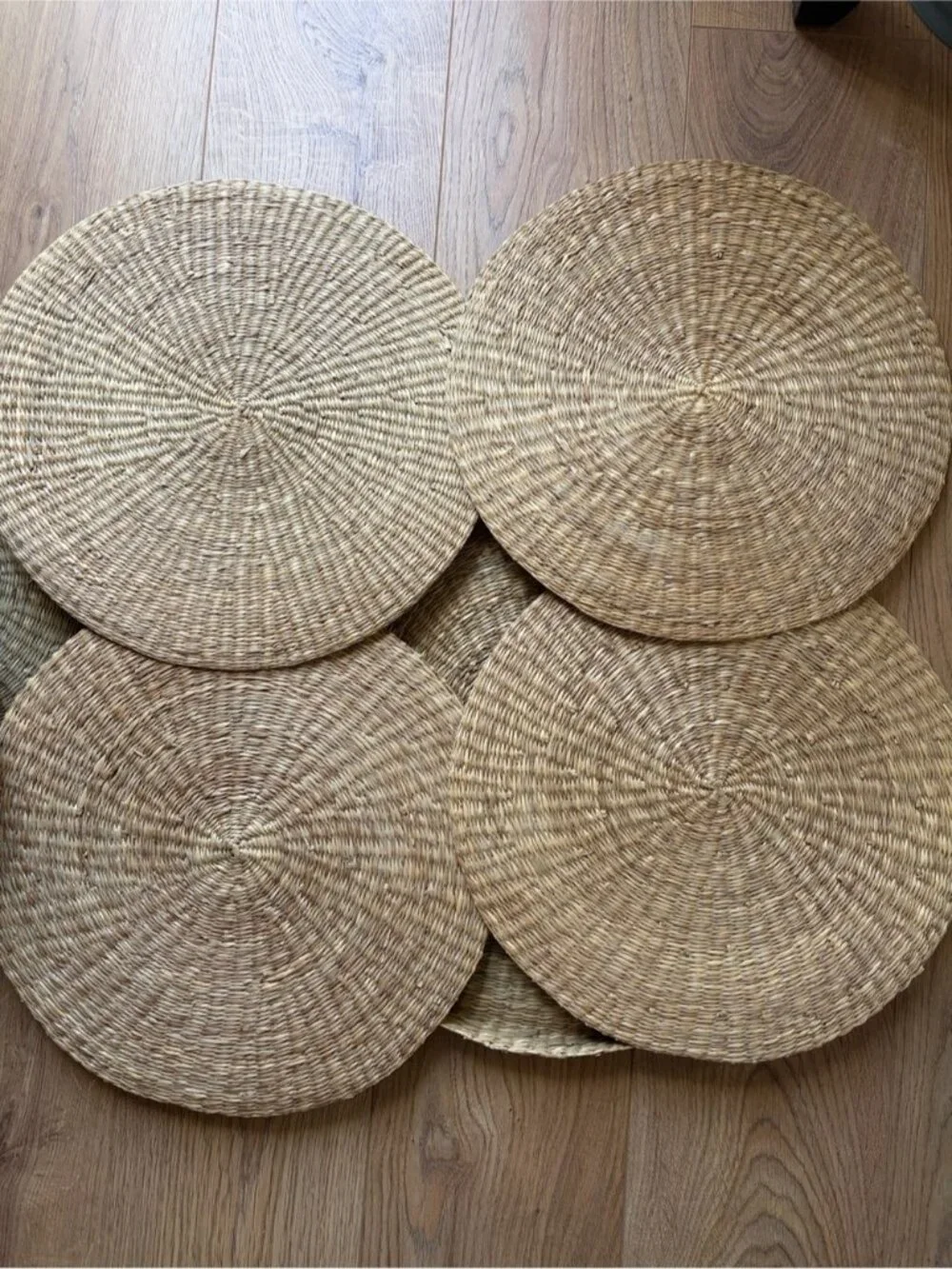 Round Woven Placemats with Storage Case – Set of 4